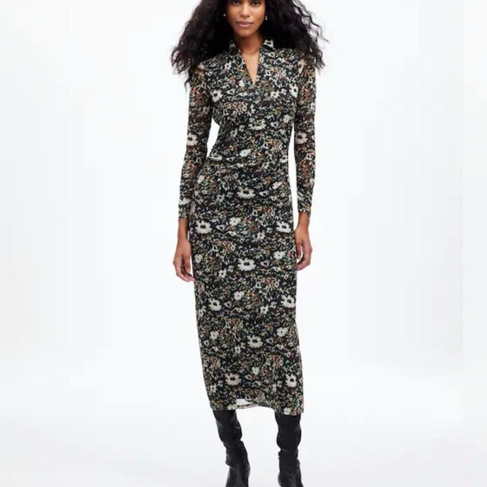 Madewell Camo Floral Mesh Dress